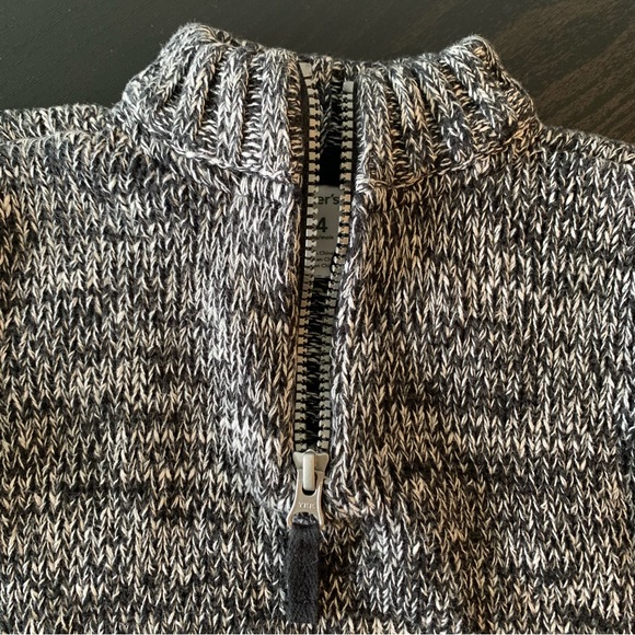 Unisex 24 Months CARTER’S Black White Marl Rag Sweater Pullover Half Zip EXC - Picture 3 of 15